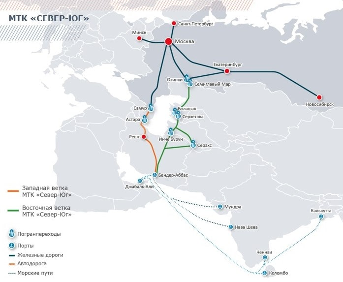 俄罗斯国际南北运输走廊的过境货物缓慢增长